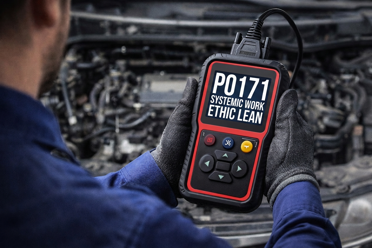 Full-screen scan tool showing P0171 Systemic Work Ethic Lean